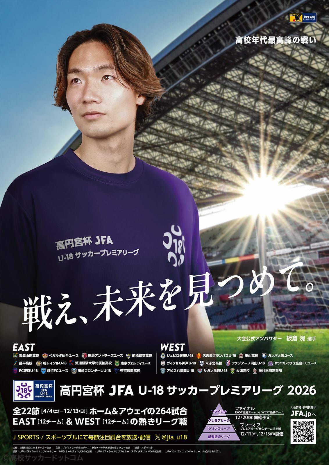 日本代表DF板倉滉が高円宮杯U－18プレミアリーグのアンバサダーに就任